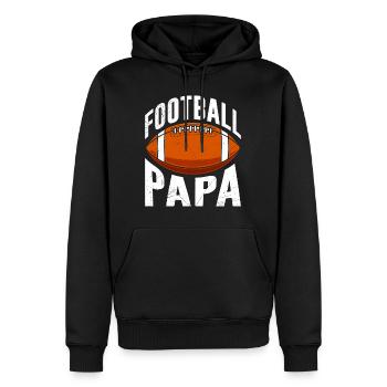Papa footballeur américain - Sweat à capuche Premium bio Homme - noir - Devant - Nico (187cm)