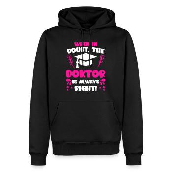 Le docteur a toujours raison Ph.D doctorat - Sweat à capuche Premium bio Homme - noir - Devant - Nico (187cm)