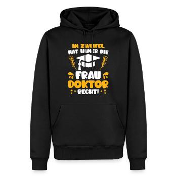 Le docteur a toujours raison Ph.D doctorat - Sweat à capuche Premium bio Homme - noir - Devant - Nico (187cm)