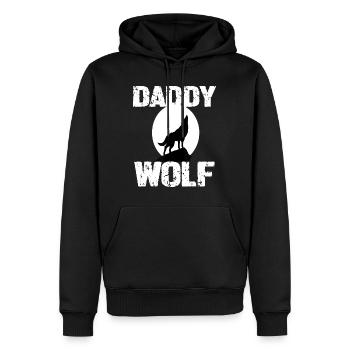 Daddy Wolf Shirt Matching Family Tribe Wolves Moon - Men’s Premium Organic Hoodie - black - Front - Nico (187cm)