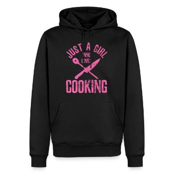 Cook Just A Girl Who Loves Cooking Chef Vintagecoo - Sweat à capuche Premium bio Homme - noir - Devant - Nico (187cm)