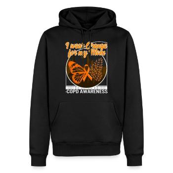 Chemise de sensibilisation à la MPOC, je porte de l’orange pour ma mère - Sweat à capuche Premium bio Homme - noir - Devant - Nico (187cm)