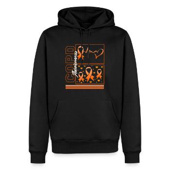 Chemise de sensibilisation à la MPOC, tee-shirt à ruban Orange Heartbeat - Sweat à capuche Premium bio Homme - noir - Devant - Nico (187cm)