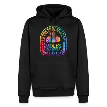 Mole Day Shirt, ich arbeite hart, damit meine Muttermale haben können - Männer Premium Bio Hoodie - Schwarz - Vorne - Nico (187cm)