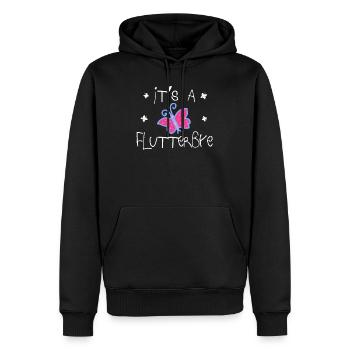 C’est un flotterbye| Papillon - Sweat à capuche Premium bio Homme - noir - Devant - Nico (187cm)