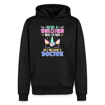 Einhorn zu sein war schwer Doktor Doktortitel - Männer Premium Bio Hoodie - Schwarz - Vorne - Nico (187cm)