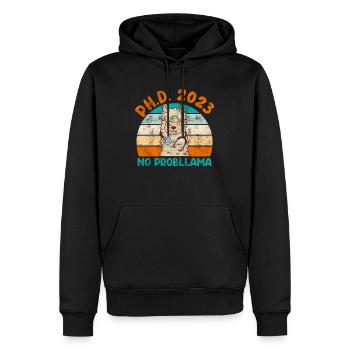 Doktor Abschluss 2023 No Probllama PhD Doktortitel - Männer Premium Bio Hoodie - Schwarz - Vorne - Nico (187cm)