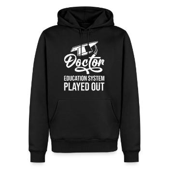 Études Terminées Doctor PhD Titre de PhD - Sweat à capuche Premium bio Homme - noir - Devant - Nico (187cm)