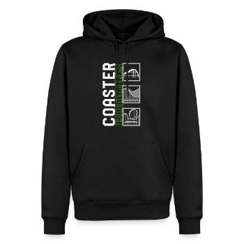 Achterbahnhemd, Untersetzer Buddies Funny Tee, - Männer Premium Bio Hoodie - Schwarz - Vorne - Nico (187cm)