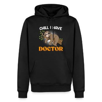 Docteur Relax J’ai un doctorat - Sweat à capuche Premium bio Homme - noir - Devant - Nico (187cm)