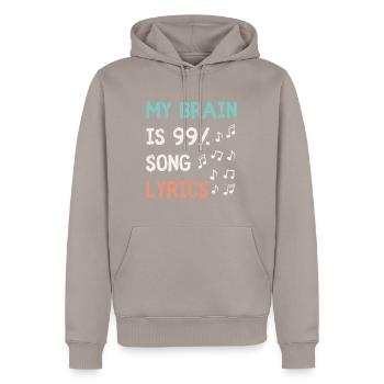 Mein Gehirn ist zu 99,9 Prozent Songtexte lustige Musik L - Männer Premium Bio Hoodie - Taupe - Vorne - Nico (187cm)