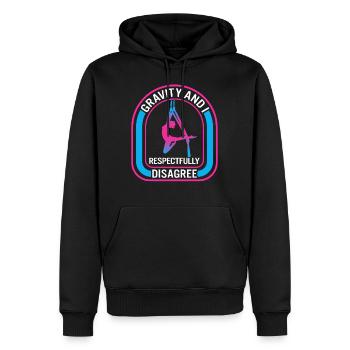 Aerial Yoga Shirt, Gravity An I Respectfully - Men’s Premium Organic Hoodie - black - Front - Nico (187cm)
