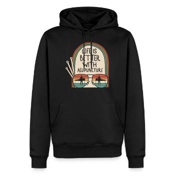 Life Is Better With Acupuncture Vintage Retro - Men’s Premium Organic Hoodie - black - Front - Nico (187cm)