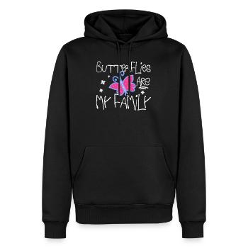Les papillons sont ma famille - Sweat à capuche Premium bio Homme - noir - Devant - Nico (187cm)