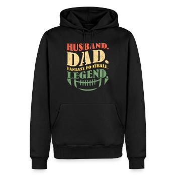 Husband Papa Fantasy Football Papa - Men’s Premium Organic Hoodie - black - Front - Nico (187cm)