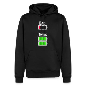 Mens Tired Twin Dad Low Battery Charge Full Batter - Men’s Premium Organic Hoodie - black - Front - Nico (187cm)