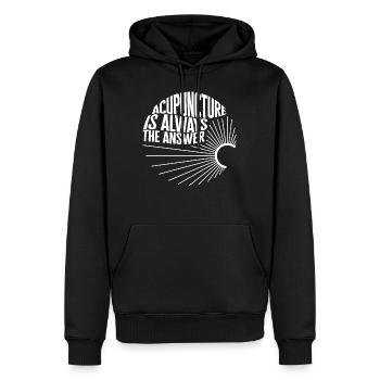 Acupuncture Shirt, Is Always The Answer Tee, - Men’s Premium Organic Hoodie - black - Front - Nico (187cm)