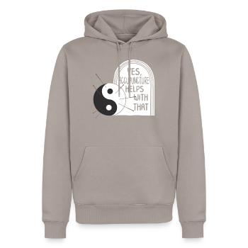 Oui, l’acupuncture aide avec cette chemise Yin Yang, - Sweat à capuche Premium bio Homme - taupe - Devant - Nico (187cm)