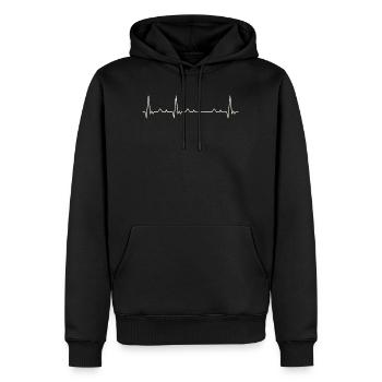 Nebraska State USA. Herz. Liebe. Ekg. Impuls. - Männer Premium Bio Hoodie - Schwarz - Vorne - Nico (187cm)