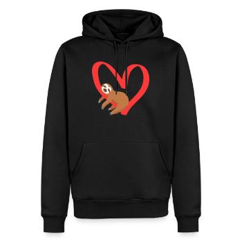 J’aime mon amour paresseux Amour Saint-Valentin - Sweat à capuche Premium bio Homme - noir - Devant - Nico (187cm)