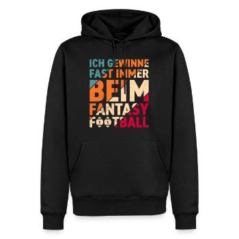 Je gagne presque toujours au football Fantasy - Sweat à capuche Premium bio Homme - noir - Devant - Nico (187cm)