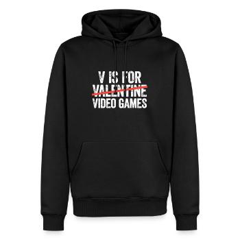 V steht für Videospiele T-Shirt Anti Valentinstag - Männer Premium Bio Hoodie - Schwarz - Vorne - Nico (187cm)