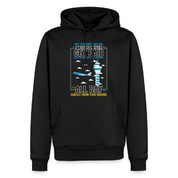 Werden Sie nie dafür bezahlt, dass Sie lustig aus einem Fenster starren - Männer Premium Bio Hoodie - Schwarz - Vorne - Nico (187cm)
