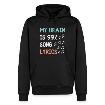 Mon cerveau est composé à 99,9% de paroles de chansons Musique drôle L - Sweat à capuche Premium bio Homme - noir - Devant - Nico (187cm)