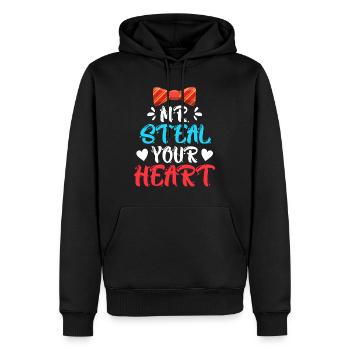 Mister ich stehle dein Herz Liebe Valentinstag - Männer Premium Bio Hoodie - Schwarz - Vorne - Nico (187cm)