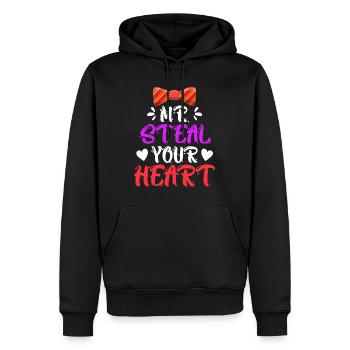 Mister ich stehle dein Herz Liebe Valentinstag - Männer Premium Bio Hoodie - Schwarz - Vorne - Nico (187cm)
