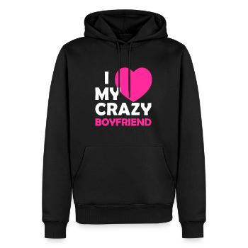 I Heart My Crazy Boyfriend Tshirt Funny Valentines - Männer Premium Bio Hoodie - Schwarz - Vorne - Nico (187cm)