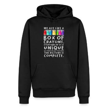 Professeur de retour à l’école, nous sommes comme une boîte de crayons - Sweat à capuche Premium bio Homme - noir - Devant - Nico (187cm)