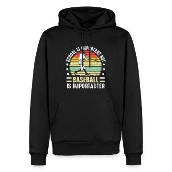 Vintage-Schule ist wichtig, aber Baseball ist wichtig - Männer Premium Bio Hoodie - Schwarz - Vorne - Nico (187cm)