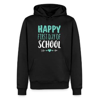 Happy First Day Of School T-Shirt Lehrer Schüler - Männer Premium Bio Hoodie - Schwarz - Vorne - Nico (187cm)