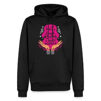 Lunch Lady Is Heart Work Shirt, School Nutrition - Men’s Premium Organic Hoodie - black - Front - Nico (187cm)