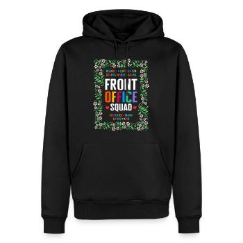 Front Office Squad Shirt, School Office Staff - Men’s Premium Organic Hoodie - black - Front - Nico (187cm)
