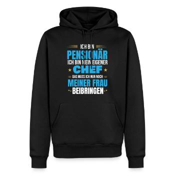 Pensionär eigener Chef Spruch zur Pensionierung - Männer Premium Bio Hoodie - Schwarz - Vorne - Nico (187cm)