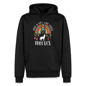 Just A Girl Who Loves Wolves Rainbow Gifts For Wol - Men’s Premium Organic Hoodie - black - Front - Nico (187cm)