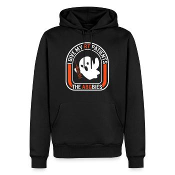 Atemtherapeuten-Shirt, ich gebe meinen rt-Patienten - Männer Premium Bio Hoodie - Schwarz - Vorne - Nico (187cm)
