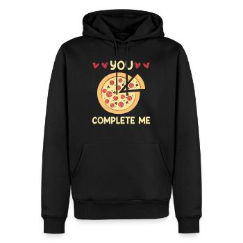 Lovers Dinner Date Pizza Love Valentine's Day - Men’s Premium Organic Hoodie - black - Front - Nico (187cm)