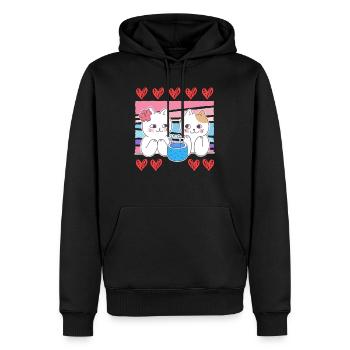 J’adore mon chat chat Saint-Valentin - Sweat à capuche Premium bio Homme - noir - Devant - Nico (187cm)