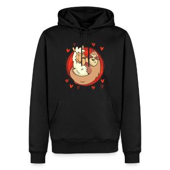 J’aime ma chérie paresseuse Amour Saint-Valentin - Sweat à capuche Premium bio Homme - noir - Devant - Nico (187cm)