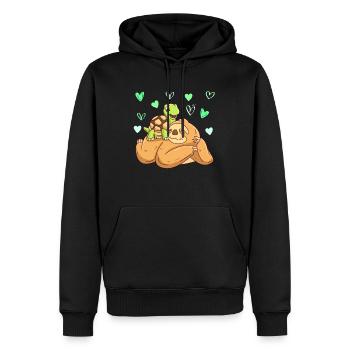 J’aime ma chérie paresseuse Amour Saint-Valentin - Sweat à capuche Premium bio Homme - noir - Devant - Nico (187cm)