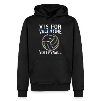 V signifie joueur de volley-ball - Sweat à capuche Premium bio Homme - noir - Devant - Nico (187cm)