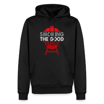Smoking The Good Stuff - BBQ & Grill Smoker - Männer Premium Bio Hoodie - Schwarz - Vorne - Nico (187cm)
