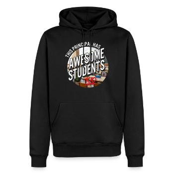 Principal Shirt, This Principal Has Awesome - Men’s Premium Organic Hoodie - black - Front - Nico (187cm)