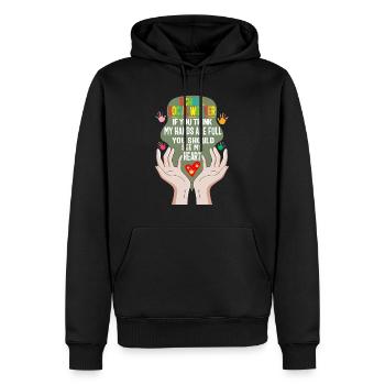 Travailleur social scolaire Tu devrais voir mon cœur - Sweat à capuche Premium bio Homme - noir - Devant - Nico (187cm)