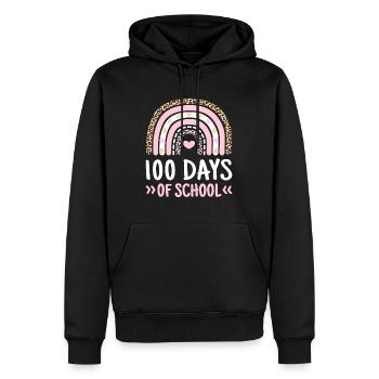 Cute 100th Day Of School 100 Days Leopard Rainbowf - Men’s Premium Organic Hoodie - black - Front - Nico (187cm)
