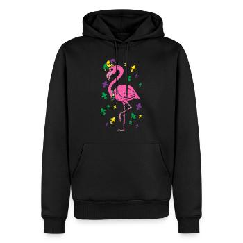 Jester Pink Flamingo Bird Animal Cute Mardi Gras C - Men’s Premium Organic Hoodie - black - Front - Nico (187cm)