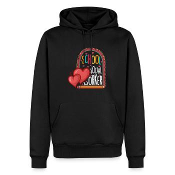 Chemise de travailleur social, travailleur social scolaire Léopard - Sweat à capuche Premium bio Homme - noir - Devant - Nico (187cm)